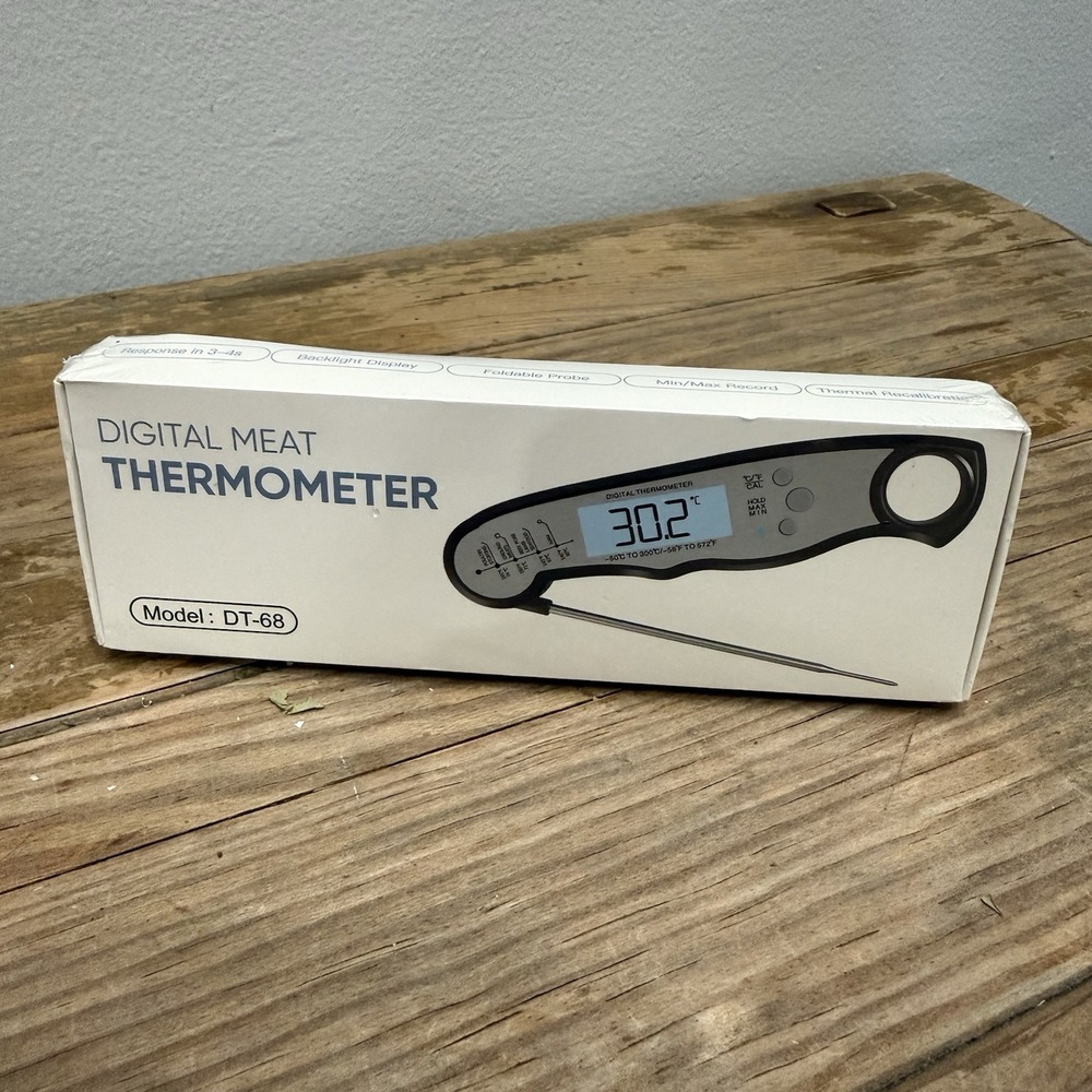 RoHS Digital Meat Thermometer Unisex OS Black New DT-68 Instant Read Foldable